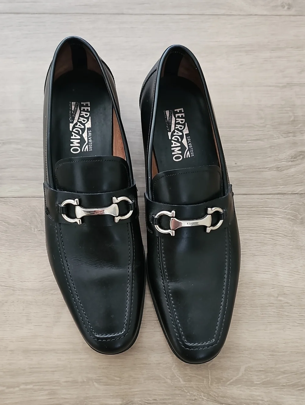 Salvatore Ferragamo Men’s Black Leather Bit Loafers Size 11